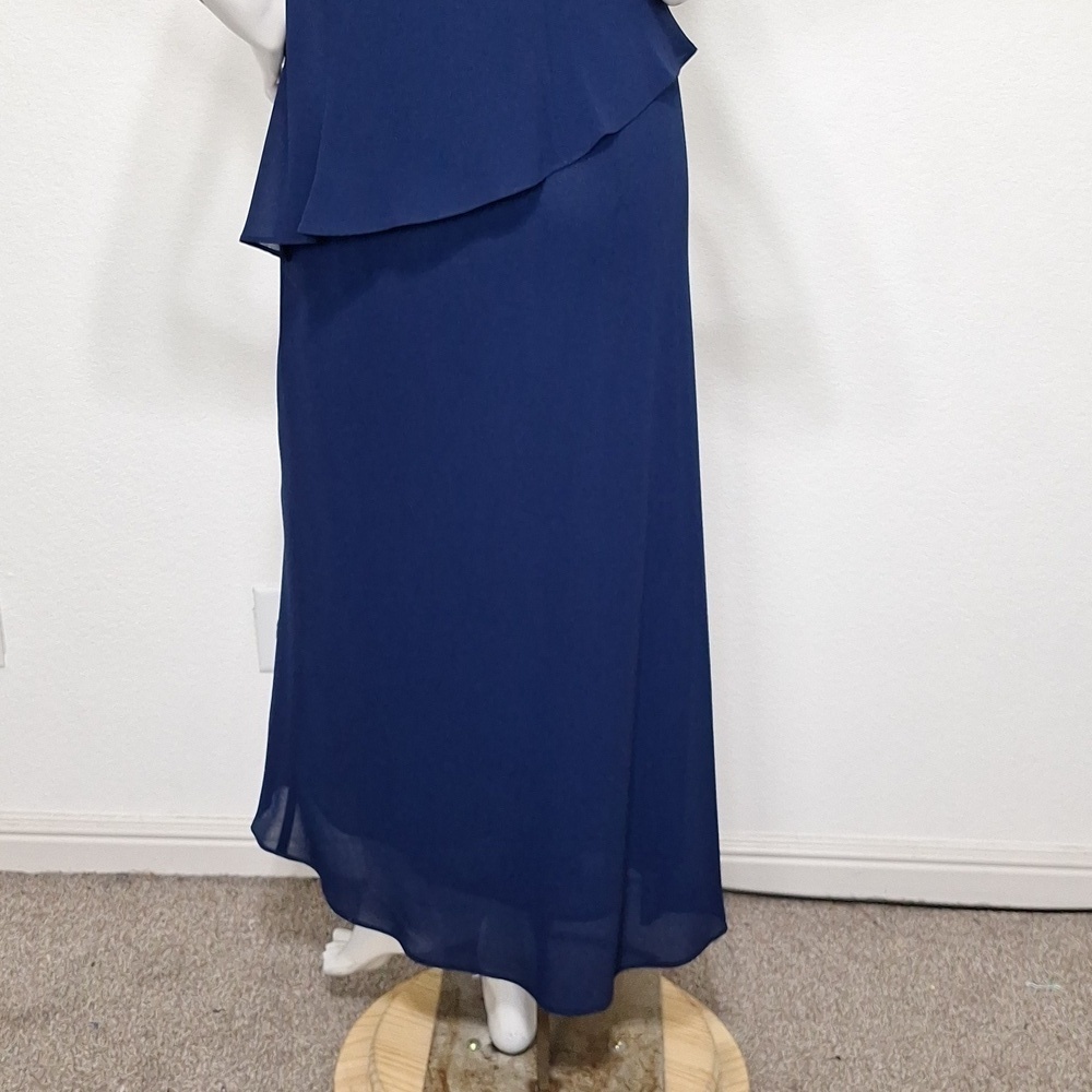 Positive Attitude Vintage Navy Blue Embroidered Beaded Fairy Maxi Dress Size 10 - Picture 8 of 12